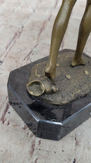 Nude Female Bronze Sculpture - Elegant Minimalist Art Figurine of Woman Embracing Herself