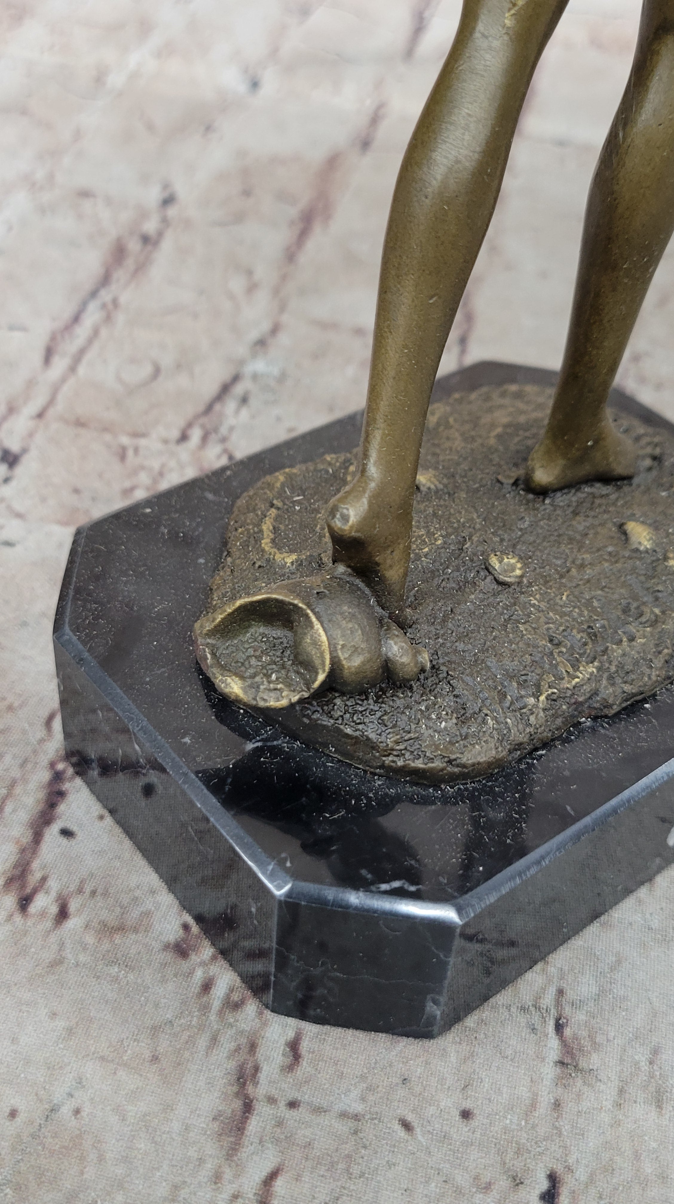 Nude Female Bronze Sculpture - Elegant Minimalist Art Figurine of Woman Embracing Herself