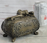 Nude Female Figure on Trinket Jewelry Box Sculpture Signed