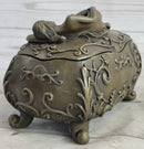 Nude Female Figure on Trinket Jewelry Box Sculpture Signed
