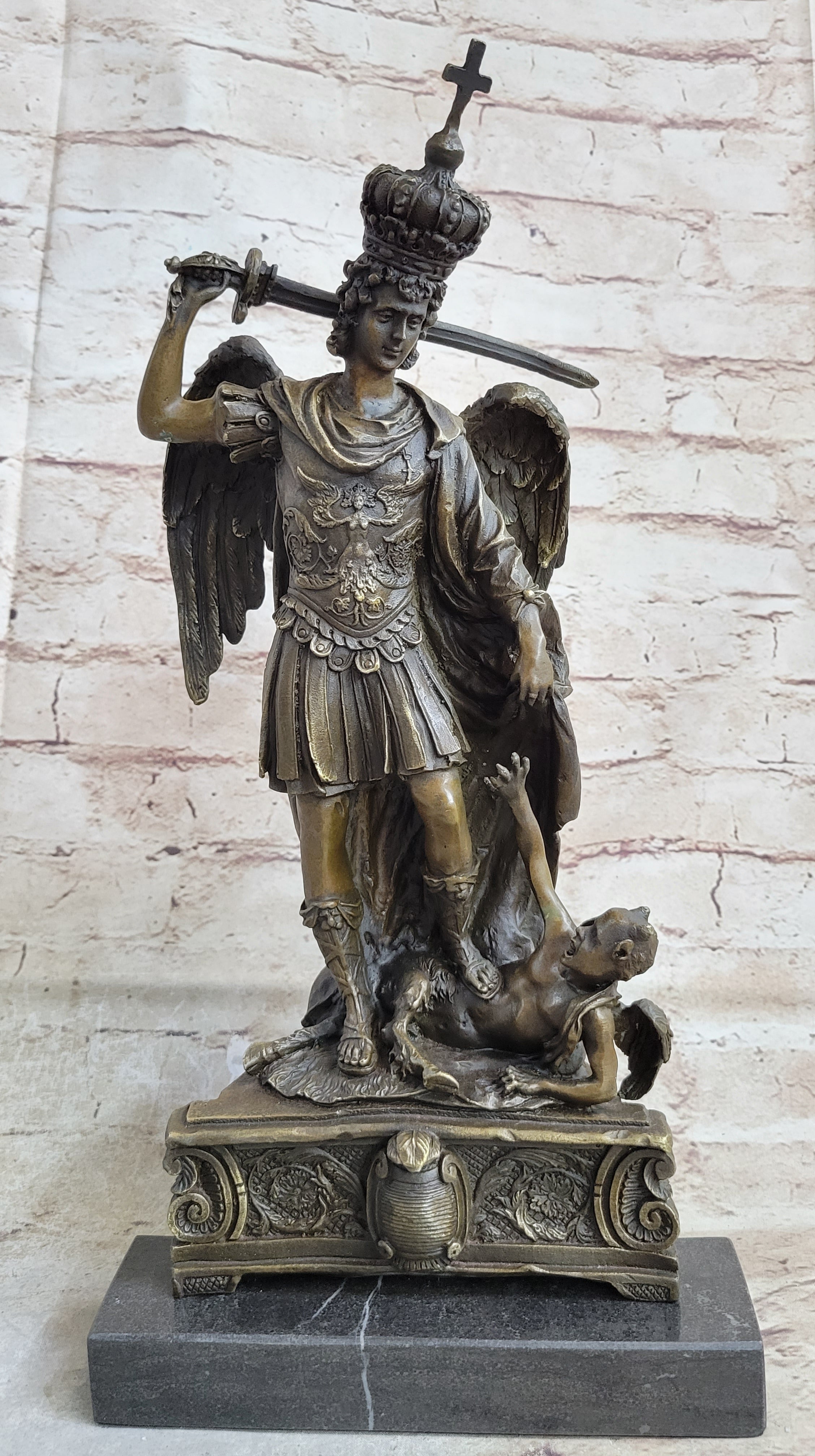 Saint Michael Archangel Slaying Lucifer Bronze Sculpture
