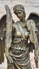 Bronze Angel with Violin Sculpture on Marble Base