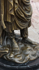 Bronze Angel with Violin Sculpture on Marble Base