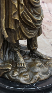 Bronze Angel with Violin Sculpture on Marble Base