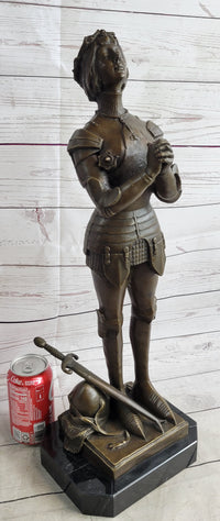 Saint Joan of Arc Maid of Orleans Bronze Sculpture on Marble Base