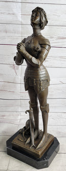 Saint Joan of Arc Maid of Orleans Bronze Sculpture on Marble Base