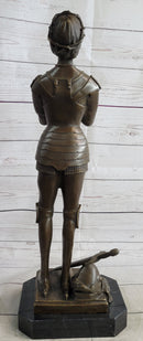 Saint Joan of Arc Maid of Orleans Bronze Sculpture on Marble Base
