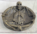 Bronze Skeleton Ashtray Sculpture Gothic Collectible Art