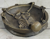 Bronze Skeleton Ashtray Sculpture Gothic Collectible Art