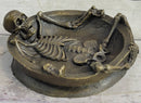 Bronze Skeleton Ashtray Sculpture Gothic Collectible Art