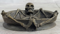 Bronze Skeleton Ashtray Sculpture Gothic Collectible Art