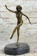Bronze Sculpture Nude Female Erotic Art Hot Cast Marble Base Figure