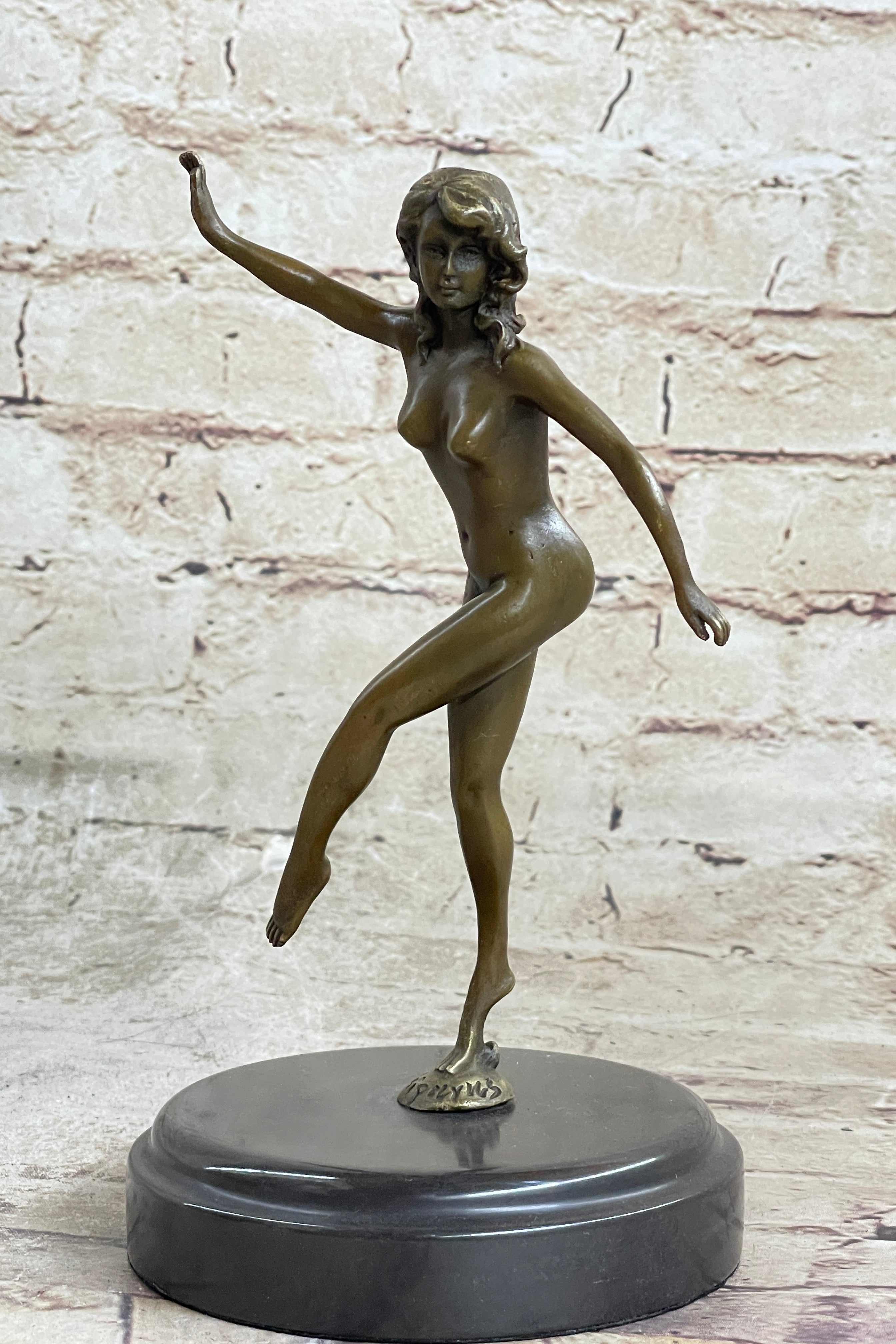 Bronze Sculpture Nude Female Erotic Art Hot Cast Marble Base Figure