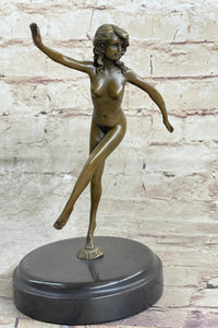 Bronze Sculpture Nude Female Erotic Art Hot Cast Marble Base Figure
