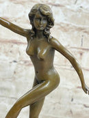 Bronze Sculpture Nude Female Erotic Art Hot Cast Marble Base Figure
