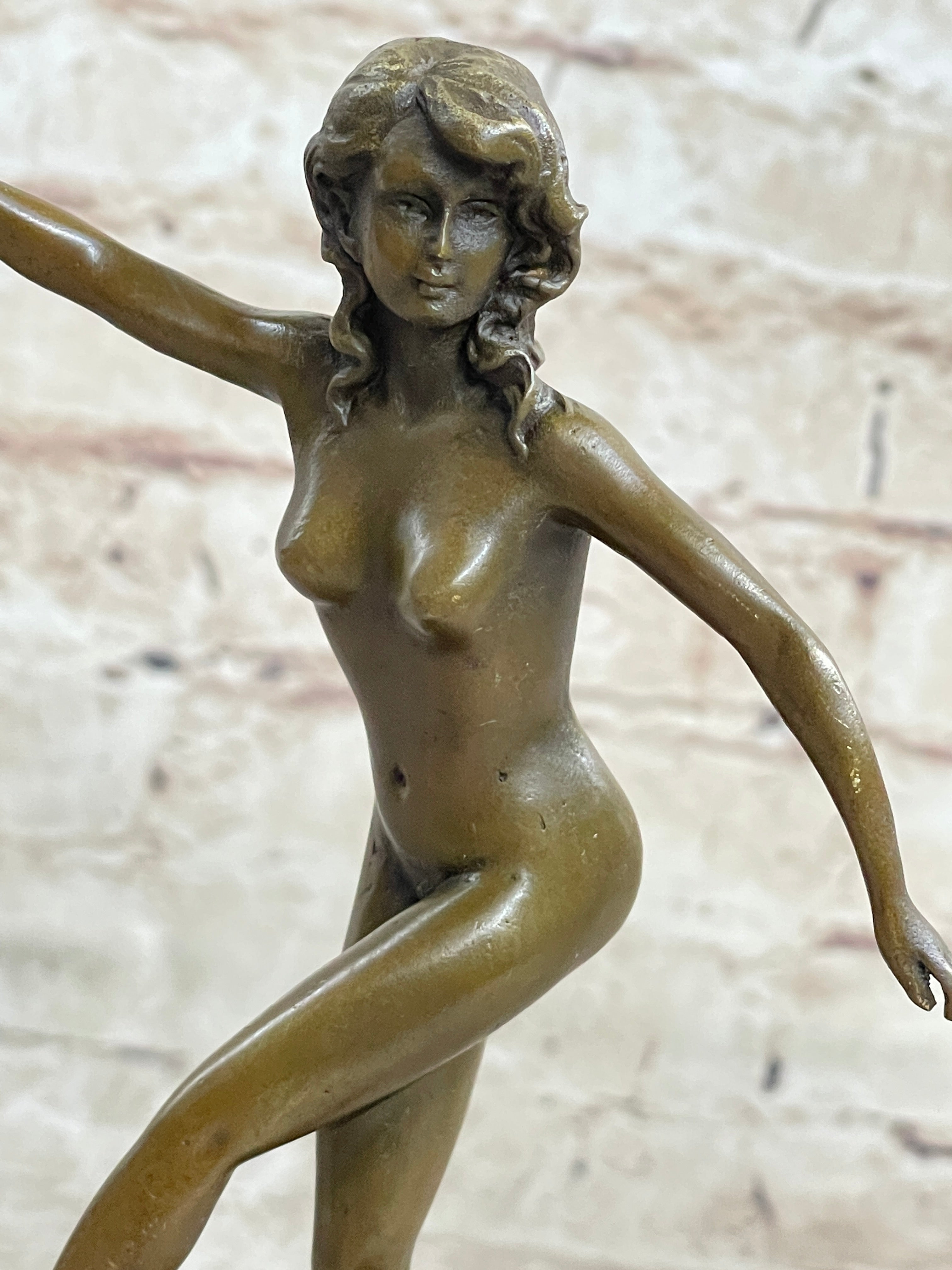 Bronze Sculpture Nude Female Erotic Art Hot Cast Marble Base Figure