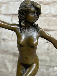 Bronze Sculpture Nude Female Erotic Art Hot Cast Marble Base Figure