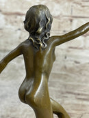 Bronze Sculpture Nude Female Erotic Art Hot Cast Marble Base Figure