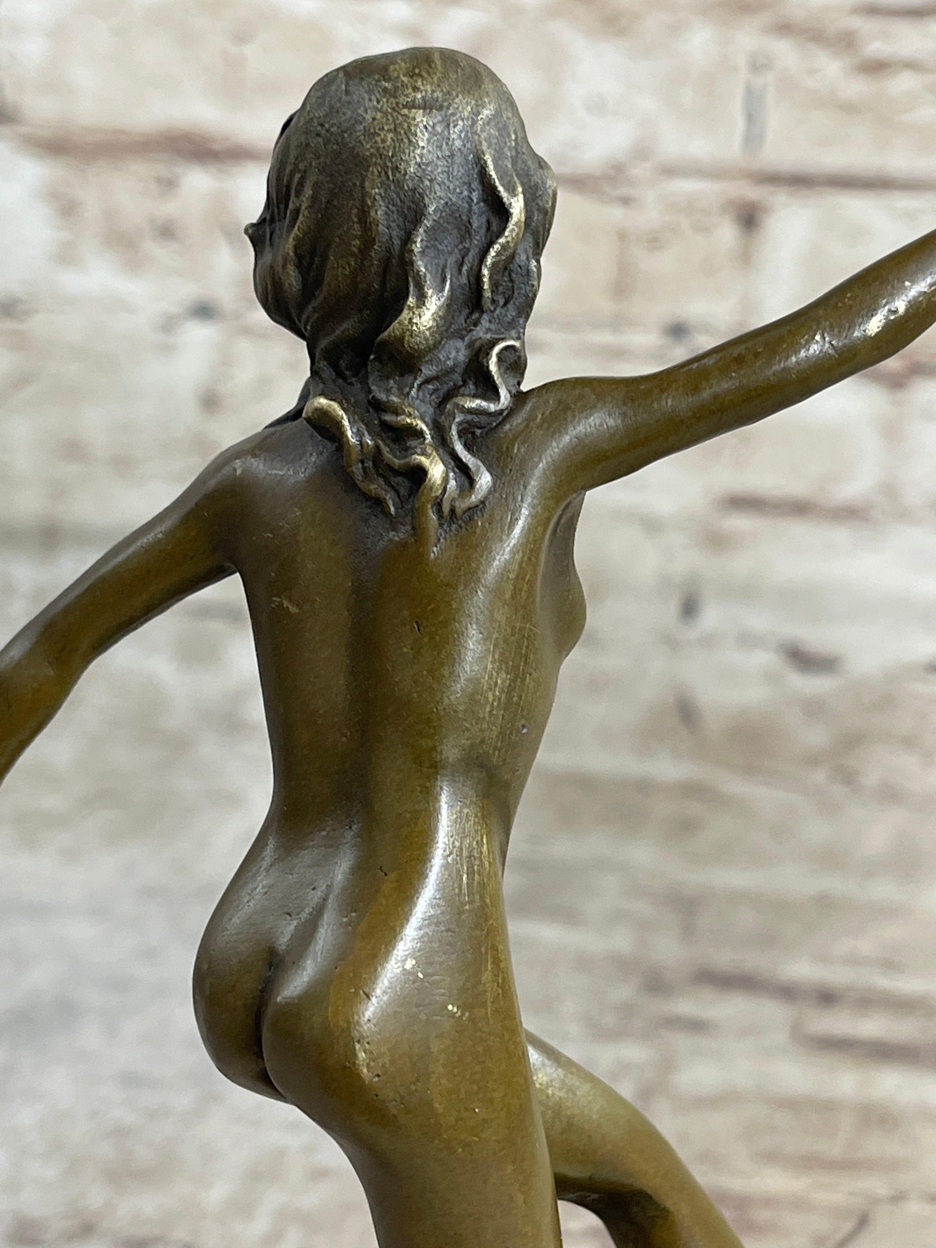 Bronze Sculpture Nude Female Erotic Art Hot Cast Marble Base Figure