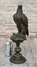 Bronze Falcon on Marble Base Modernist Sculpture