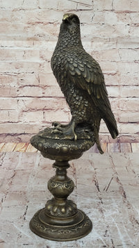 Bronze Falcon on Marble Base Modernist Sculpture
