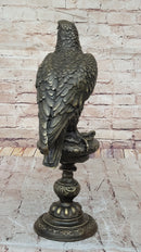 Bronze Falcon on Marble Base Modernist Sculpture