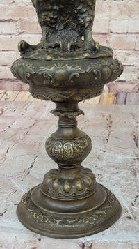 Bronze Falcon on Marble Base Modernist Sculpture