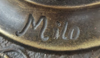 Bronze Falcon on Marble Base Modernist Sculpture