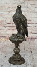 Bronze Falcon on Marble Base Modernist Sculpture
