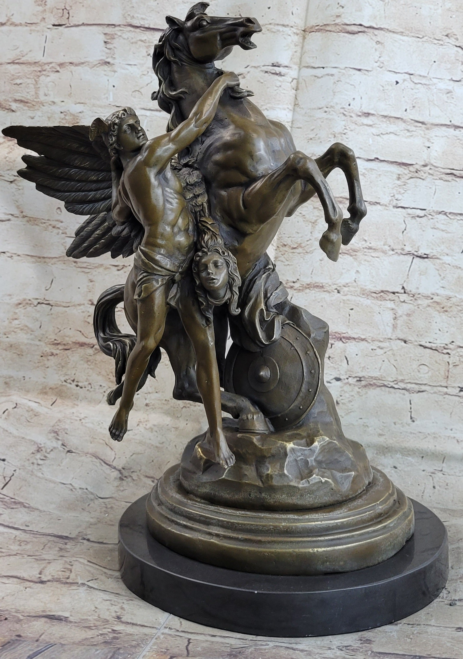 Perseus and Pegasus with Medusa Head Bronze 18" x 12"