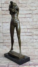 Hot Cast Bronze Semi Nude Figure of Sexy Girl Removing Her Top by Aldo Vitaleh