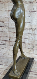 Hot Cast Bronze Semi Nude Figure of Sexy Girl Removing Her Top by Aldo Vitaleh