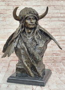 Bronze Native American Warrior Bust – Tribal Chief on Marble