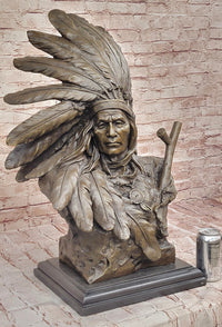 Karl Kauba Bronze Native American Warrior Bust on Marble