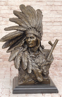 Karl Kauba Bronze Native American Warrior Bust on Marble