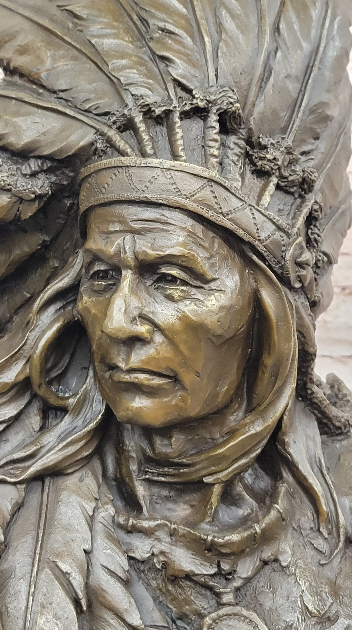 Karl Kauba Bronze Native American Warrior Bust on Marble