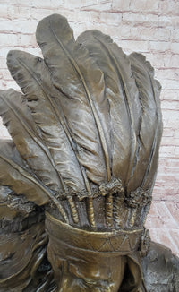 Karl Kauba Bronze Native American Warrior Bust on Marble