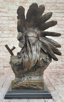 Karl Kauba Bronze Native American Warrior Bust on Marble