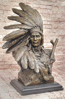 Karl Kauba Bronze Native American Warrior Bust on Marble