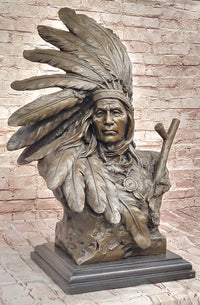 Karl Kauba Bronze Native American Warrior Bust on Marble