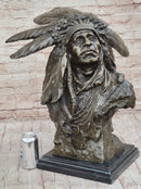 Carl Kauba Native American Indian Chief War Bonnet Bronze Bust