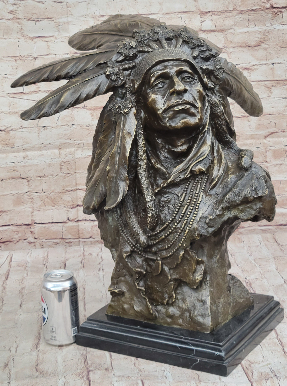 Carl Kauba Native American Indian Chief War Bonnet Bronze Bust