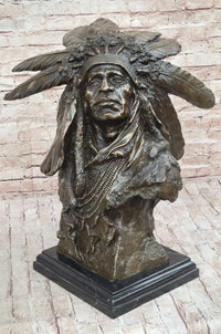 Carl Kauba Native American Indian Chief War Bonnet Bronze Bust