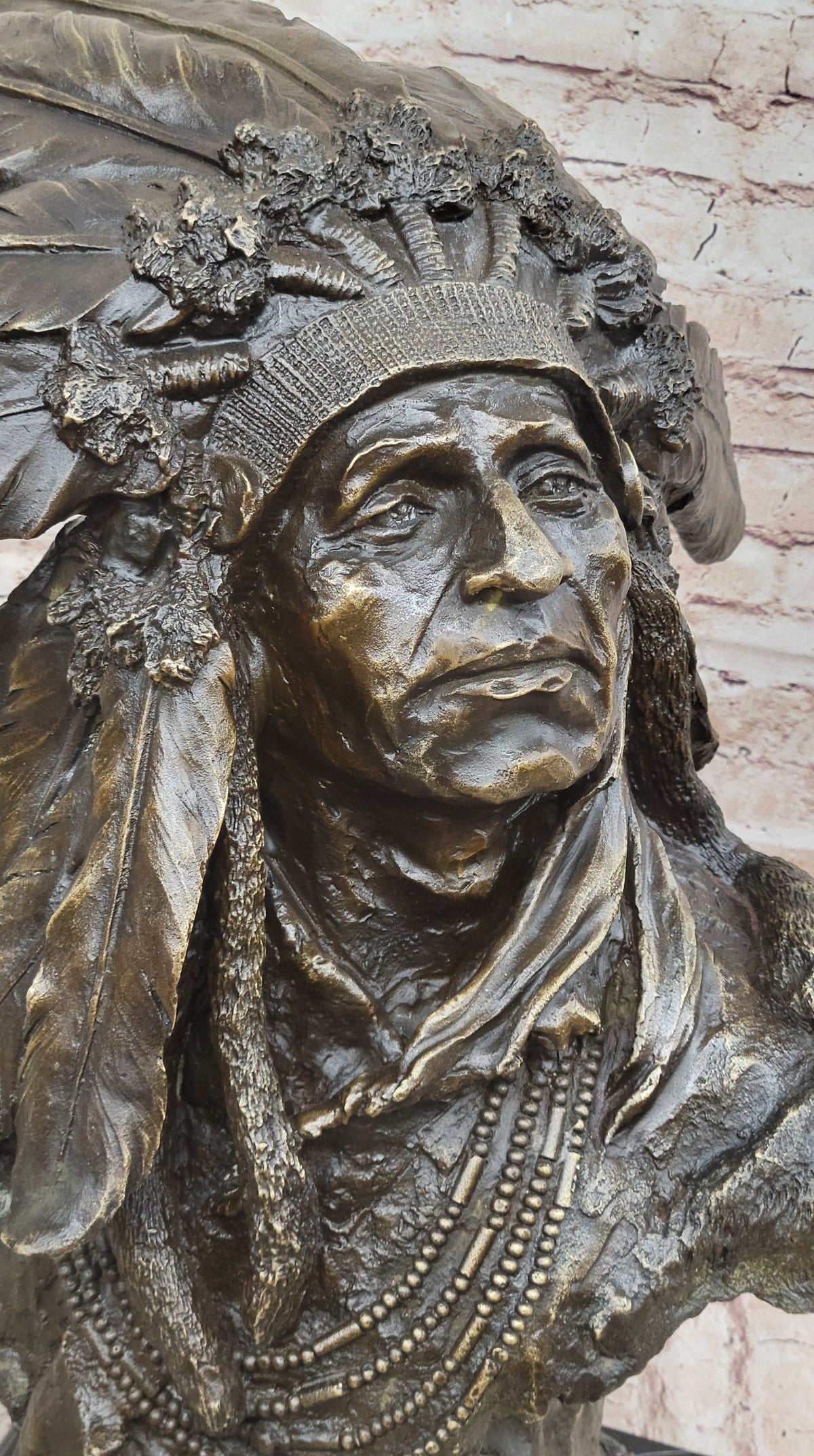 Carl Kauba Native American Indian Chief War Bonnet Bronze Bust