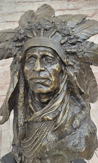 Carl Kauba Native American Indian Chief War Bonnet Bronze Bust