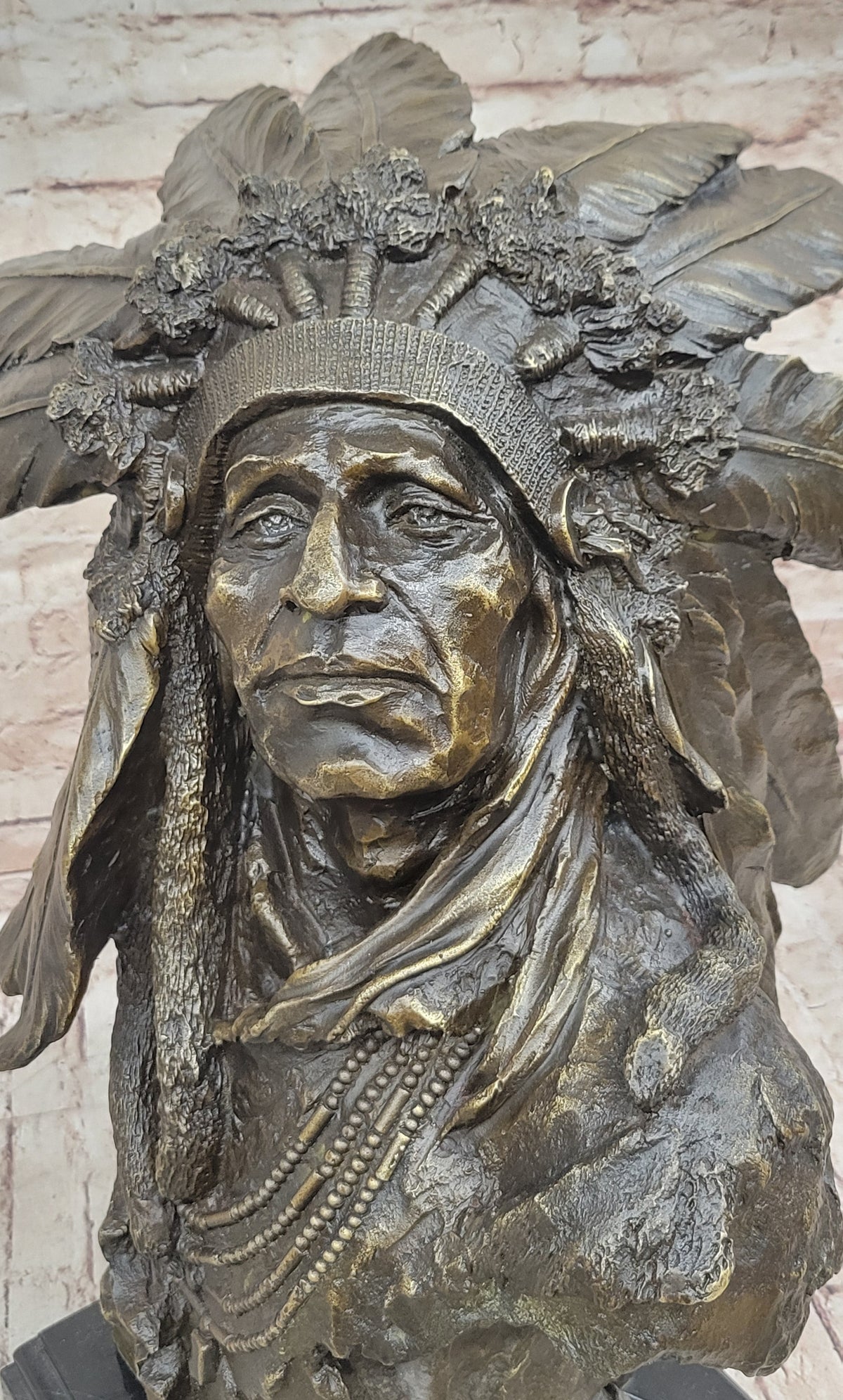 Carl Kauba Native American Indian Chief War Bonnet Bronze Bust
