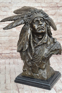 Carl Kauba Native American Indian Chief War Bonnet Bronze Bust