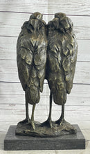 Two Birds Pelicans Storks Vultures Water Fowl Bronze Sculpture