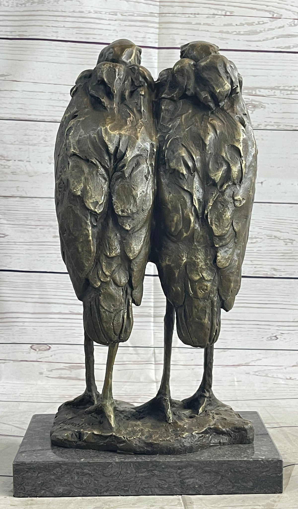Two Birds Pelicans Storks Vultures Water Fowl Bronze Sculpture