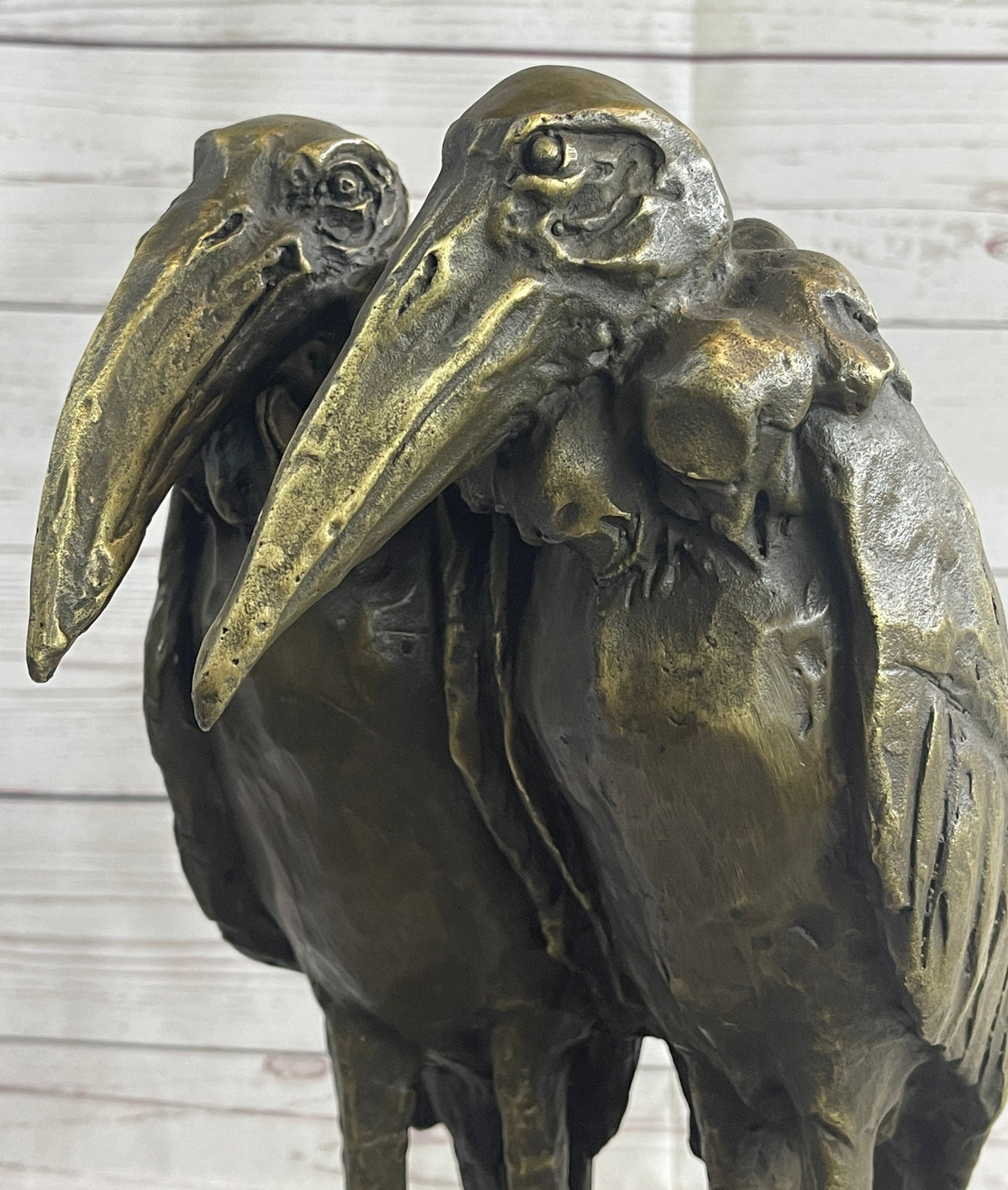 Two Birds Pelicans Storks Vultures Water Fowl Bronze Sculpture